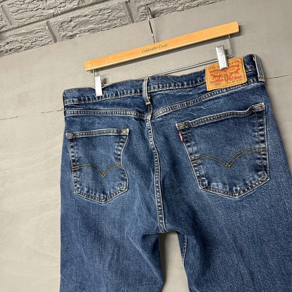 Levi Strauss Co 505 Mens‎ Jeans Blue Wash Regular Fit Straight Leg W36 L30